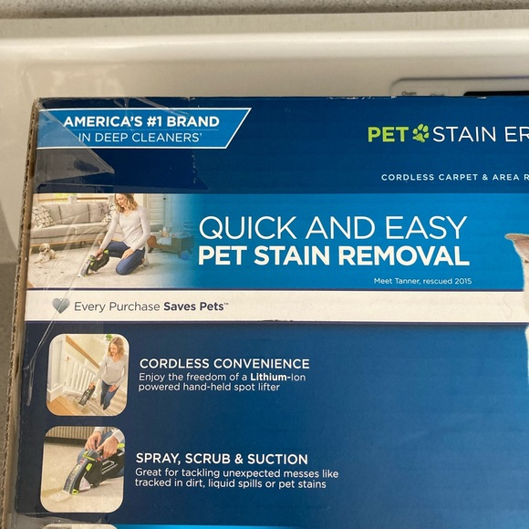 PET STAIN ERASERPLUSCORDLESS CARPET & AREA RUG CLEANERBissEll®